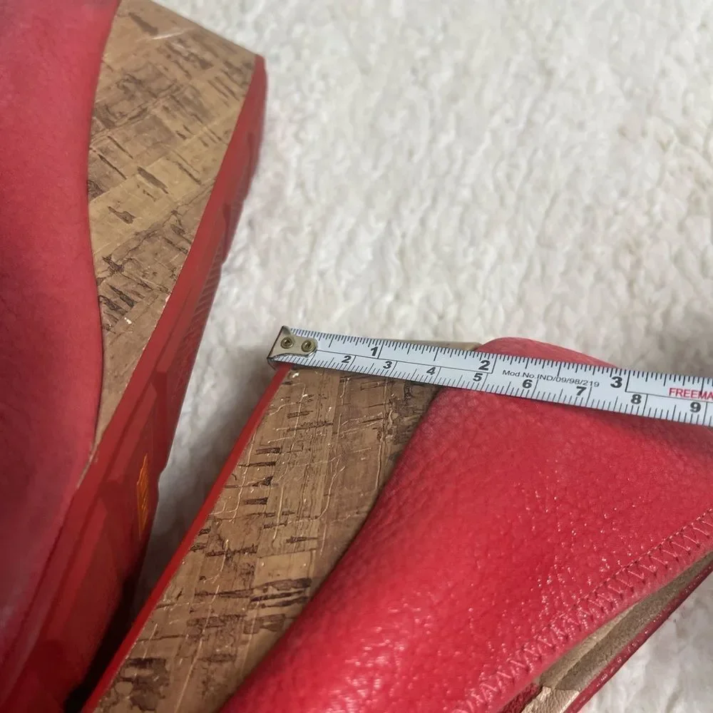 Cole Haan Nike Air leather blood orange Peep Toe Wedge Shoes SZ10B
